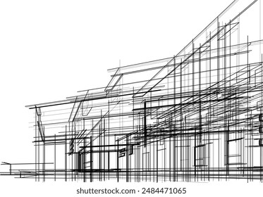 building sketch architecture 3d illustration