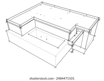 building sketch architecture 3d illustration