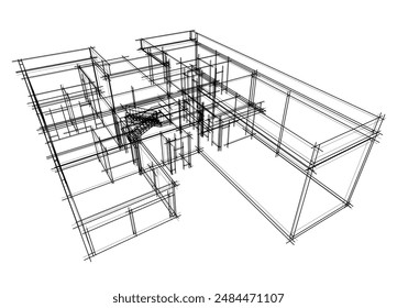 building sketch architecture 3d illustration