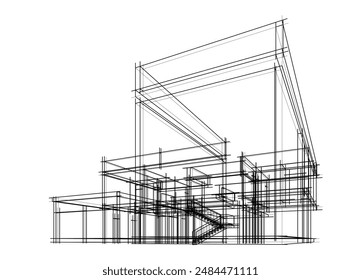 building sketch architecture 3d illustration
