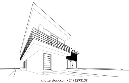 building sketch architecture 3d illustration