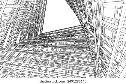 building sketch architecture 3d illustration