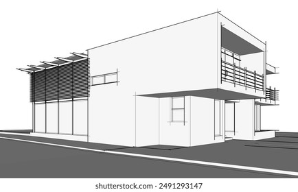 building sketch architecture 3d illustration