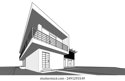 building sketch architecture 3d illustration