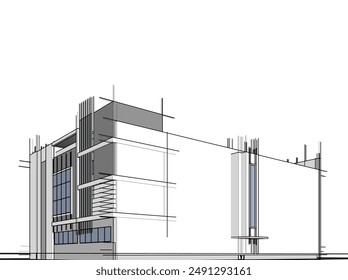 building sketch architecture 3d illustration