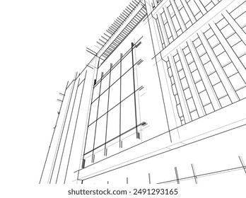 building sketch architecture 3d illustration