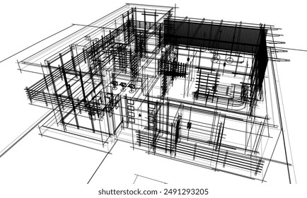 building sketch architecture 3d illustration