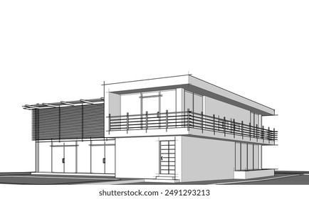 building sketch architecture 3d illustration