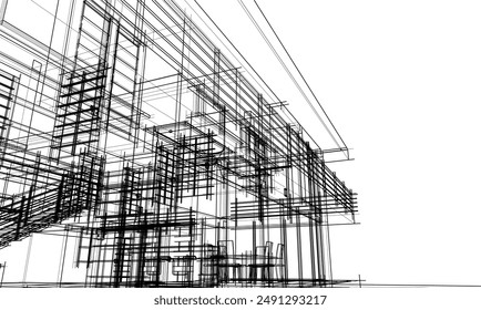 building sketch architecture 3d illustration