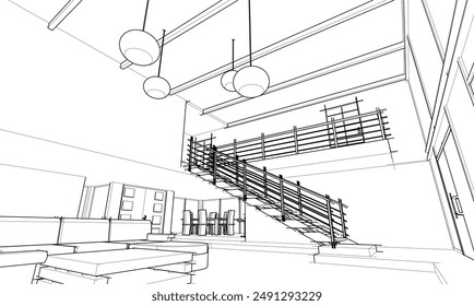 building sketch architecture 3d illustration