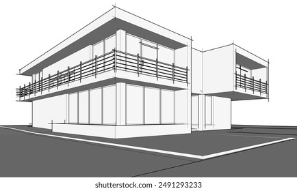 building sketch architecture 3d illustration