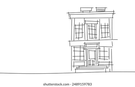 Building sketch. Hand drawn vector art.