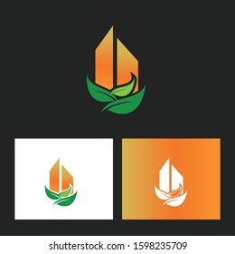 Building Or Sky Scraper Logo With Nature Element