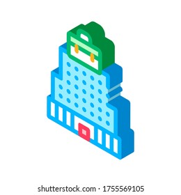 Building Skyscraper Business Center vector isometric sign. color isolated symbol illustration