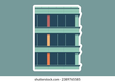Building Skyscraper in Cityscape Sticker design vector. City Business Tower sticker design vector illustration.