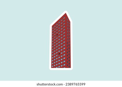 Building Skyscraper in Cityscape Sticker design vector. City Business Tower sticker design vector illustration.
