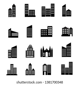 Building And Skyscraper Icon set, apartment and hotel symbol design vector