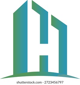Gebäude Wolkenkratzer Buchstabe H Logo