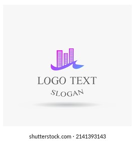 Building skyscraper logo design colorful concept