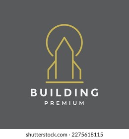 building skyscraper office finace residential property hotel city logo minimal vector design