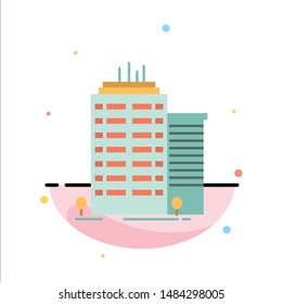Building, Skyscraper, Office, Top Abstract Flat Color Icon Template. Vector Icon Template background