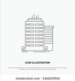 Building, Skyscraper, Office, Top Line Icon Vector. Vector Icon Template background