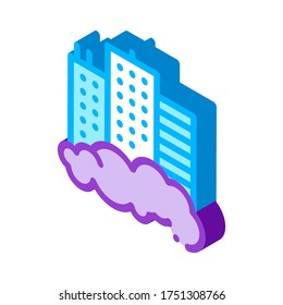 Building Skyscraper And Smog vector isometric sign. color isolated symbol illustration