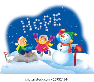 building snowman