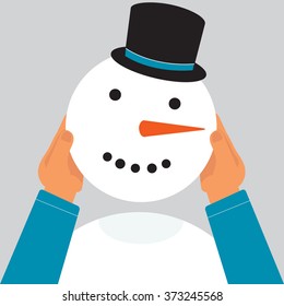 building snowman with a bare hands