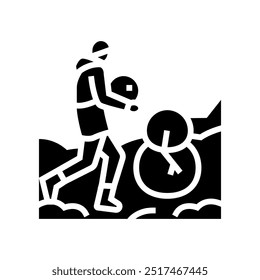 building snowman winter glyph icon vector. building snowman winter sign. isolated symbol illustration