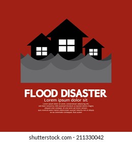 Building Soaking Under Flood Disaster Vector Illustration