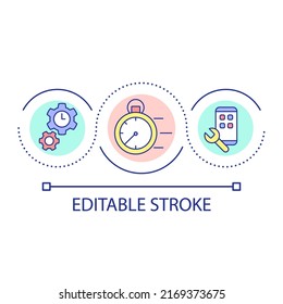 Building software time limit loop concept icon. Programming and development. Choosing language abstract idea thin line illustration. Isolated outline drawing. Editable stroke. Arial font used
