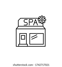 Gebäude, Spa Ikone. Einfache Linie, Konturvektorelemente für die Körperpflege für ui und ux, Website oder mobile Anwendungen