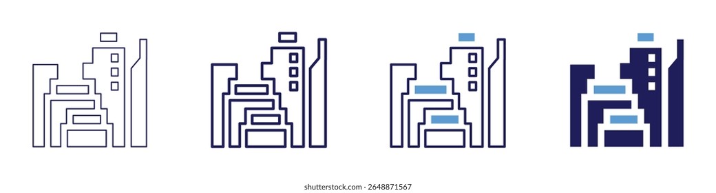 Building space icon in 4 different styles. Thin Line, Line, Bold Line, Duotone. Duotone style. Editable stroke.