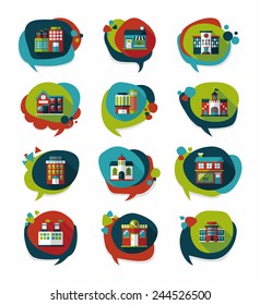 Building speech bubble flat design background set, eps10
