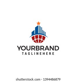 building with star on top logo design concept template vector