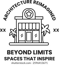 A building with a star on top and palm trees in the background. The building is described as being "architecture reimagined" and "beyond limits"