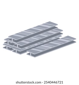 Construindo vigas de aço em design plano. Materiais de construção, vigas metálicas. Ilustração vetorial isolada.