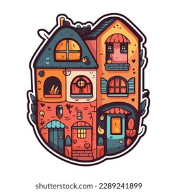 Building sticker cartoon vector illustration isolated