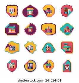 Building sticker flat design background set, eps10