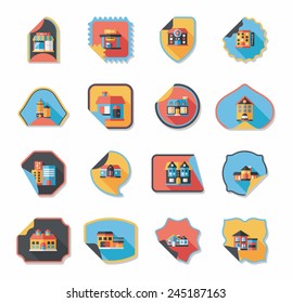 Building sticker flat design background set, eps10