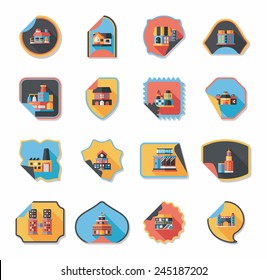 Building sticker flat design background set, eps10