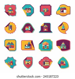 Building sticker flat design background set, eps10