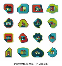 Building sticker flat design background set, eps10