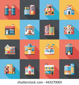 Building and store icons set