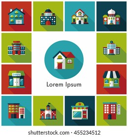 Building and store icons set