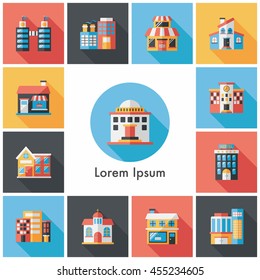 Building and store icons set