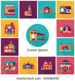 Building and store icons set