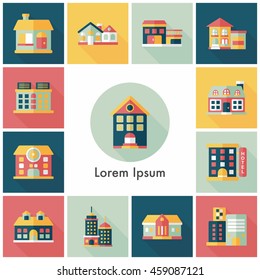 Building and store icons set