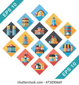 Building and store icons set